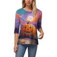thumbnail image 5 of Godom Women's Funny Halloween Tee Pumpkin Graphic T Shirts Shirt 3/4 Sleeve Shirt Tops, 5 of 6