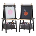 thumbnail image 4 of Little Partners Deluxe Learn 'N Play Toddler Easel for Kids, Two-Sided Art Center with Chalkboard, Magnetic Dry Erase Whiteboard, Paper Feed, Storage Bins, Paint Containers - Charcoal with Natural, 4 of 9