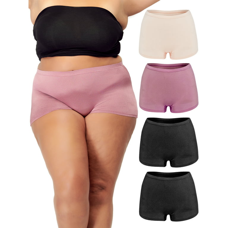 B2BODY Women's Breathable Boy Short Brief Panties Small to Plus Sizes  Multipack 