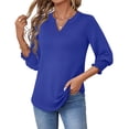 thumbnail image 3 of Fantaslook 3/4 Sleeve Womens Tops Dressy Casual Blouses V Neck Work Shirts Trendy Tops with Smocked Cuffs, 3 of 7