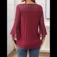 thumbnail image 4 of Blusa Elegante con Volantes para Mujer, 3/4, Cuello Redondo, Doble Capa, , Túnica. Rojo XL, 4 of 9