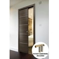 thumbnail image 3 of Modern Pocket Door | Planum 0020 Chocolate Ash | Kit Trims Rail Hardware | Solid Wood Interior Bedroom Sliding Closet Sturdy Doors-30" x 84", 3 of 6
