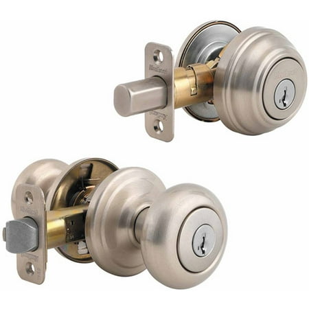 Kwikset Satin Nickel Single Cylinder Entry Knob and Deadbolt Pack