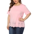 thumbnail image 2 of Qarigey Blusa de mujer Camiseta de manga corta con cuello Camiseta suelta informal para niña Prendas para la parte del cuerpo Rosa 3XL, 2 of 7