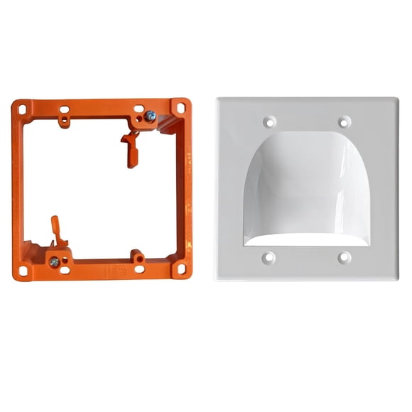 1 Paquete De Placa De Pared Para Paso De Cables Con Soporte – Kit De Gestión De Cables En La Pared – Par De Placas De Pared Para Cables Empotrables Con Soporte De Montaje De Bajo Voltaje De Doble Band