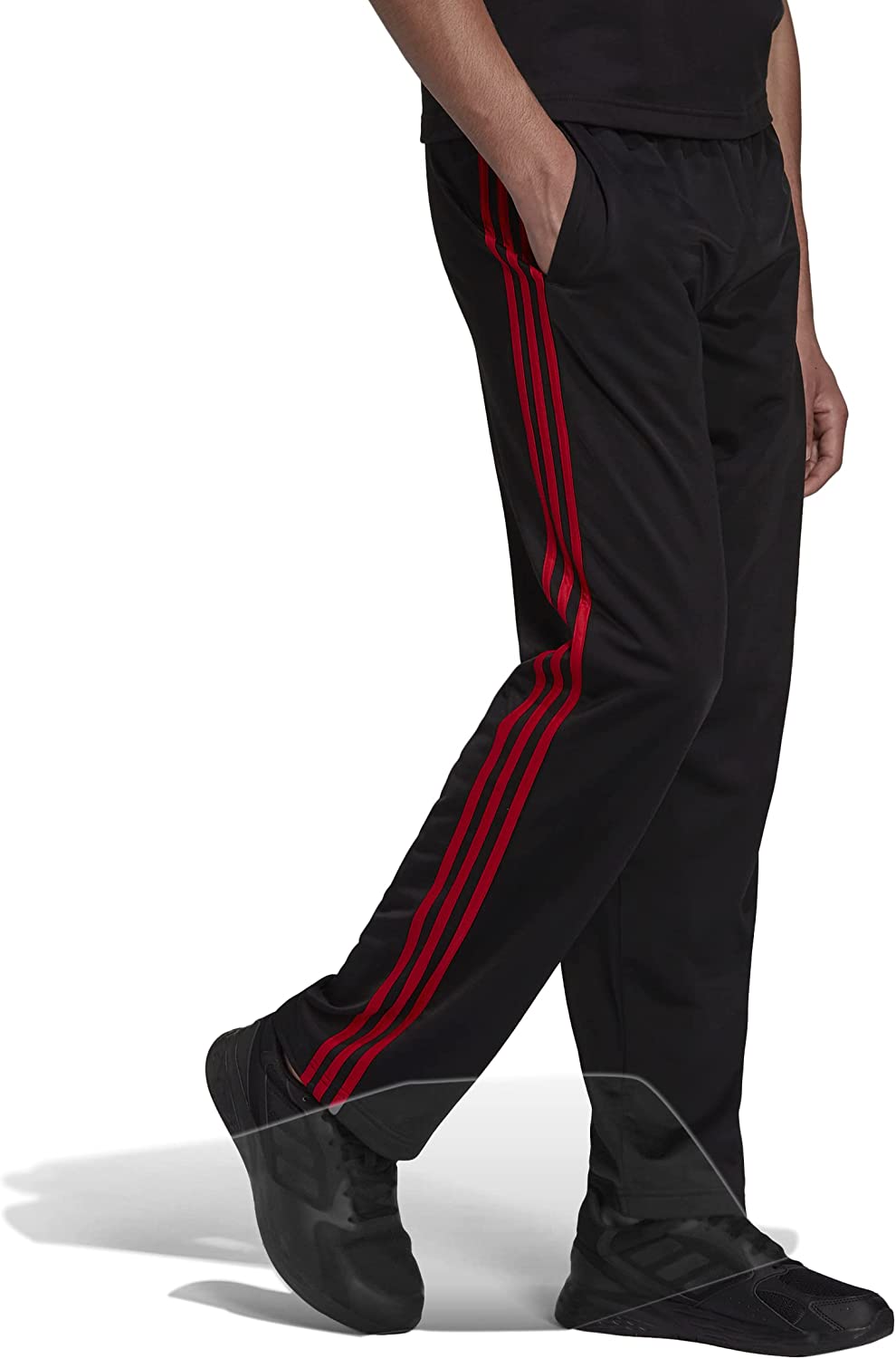 adidas Essentials 3-Stripes Tricot Open Hem Pants (Black/Scarlet 1,3XL,34)  - Walmart.com