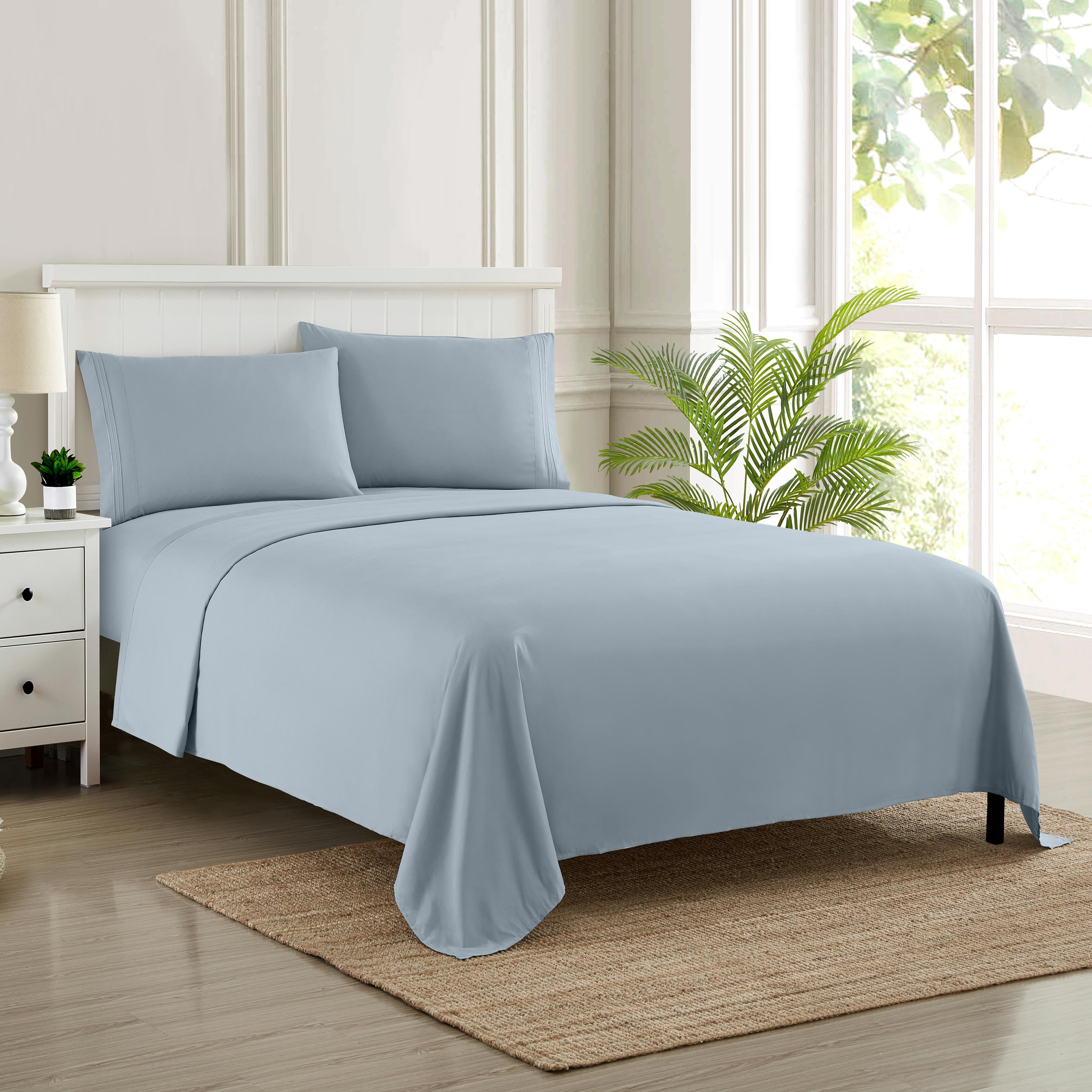 Sweet Home Collection 1800 Series Bed Sheets - Extra Soft Microfiber Deep Pocket Sheet Set - Misty Blue, Twin XL