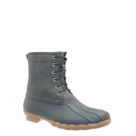 

Rubber Waterproof Lace Up Boot - Round Toe Water Resistant Snow Shoe (Woman)