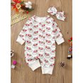 thumbnail image 2 of Faithtur Barboteuse Bébé Automne Noël, Imprimé Père Noël Manches Longues Col Rond Combinaison Invisible avec Fermeture Éclair + Bandeau Nœud, 2 of 9