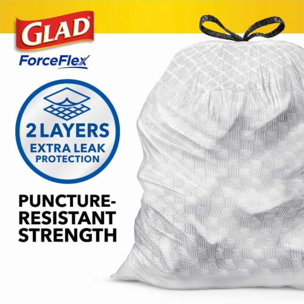 2X - Glad ForceFlex Tall Kitchen Drawstring Trash Bags 40 ct