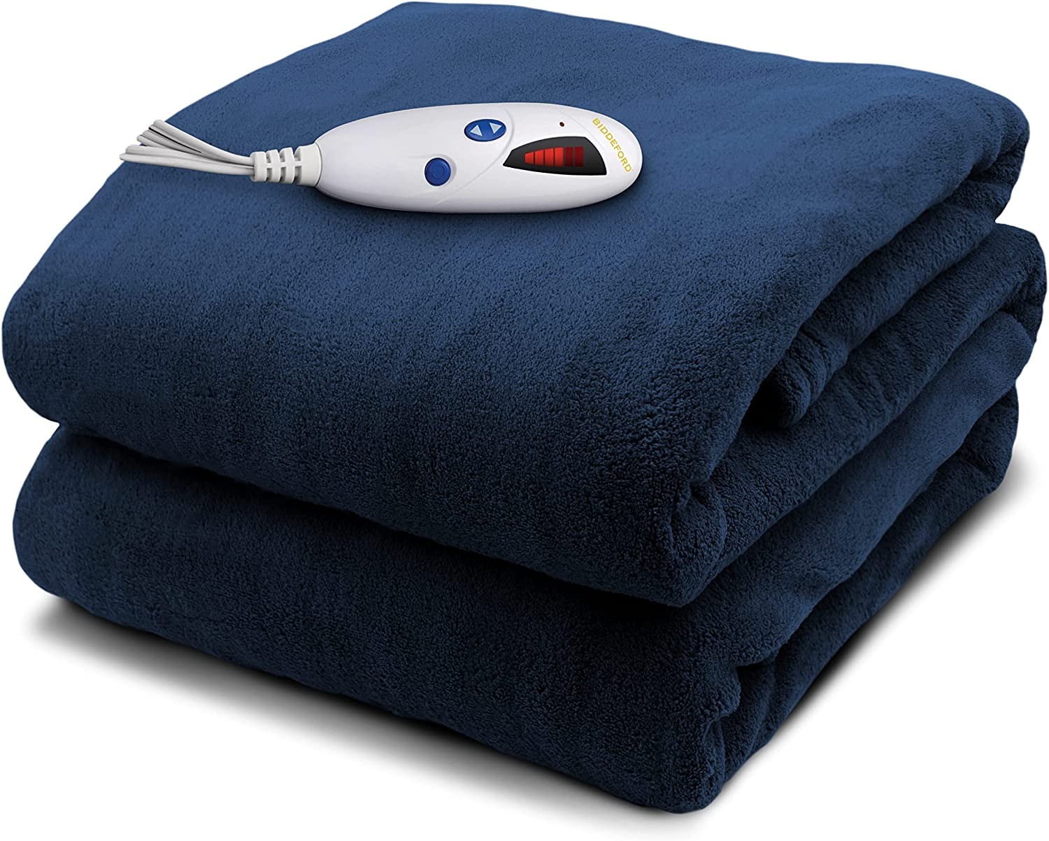 Biddeford Microplush Electric Heated Warming Throw Blanket Navy Blue
