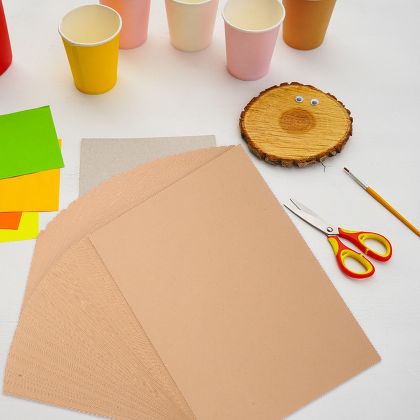 100 Sheets Plain Cards and Envelopes Kraft Paper Binder Color Removable Decoration Handmade