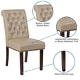 thumbnail image 4 of BizChair Beige LeatherSoft Parsons Chair with Rolled Back, Accent Nail Trim and Walnut Finish, 4 of 12