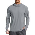 thumbnail image 2 of Mens UPF 50+ Sun Protection Jacket Hooded Long Sleeve Lightweight Quick Dry Fashion Athletic Top with Pockets and Thumb Hole Gray XXL, 2 of 8
