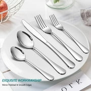 Vesteel 45 Pieces Silverware Set with Serving Utensils, Stainless Steel Modern Flatware Cutlery Set for 8, Eating Utensils Tableware Include Forks Knives Spoons, Mirror Polished & Dishwasher Safe