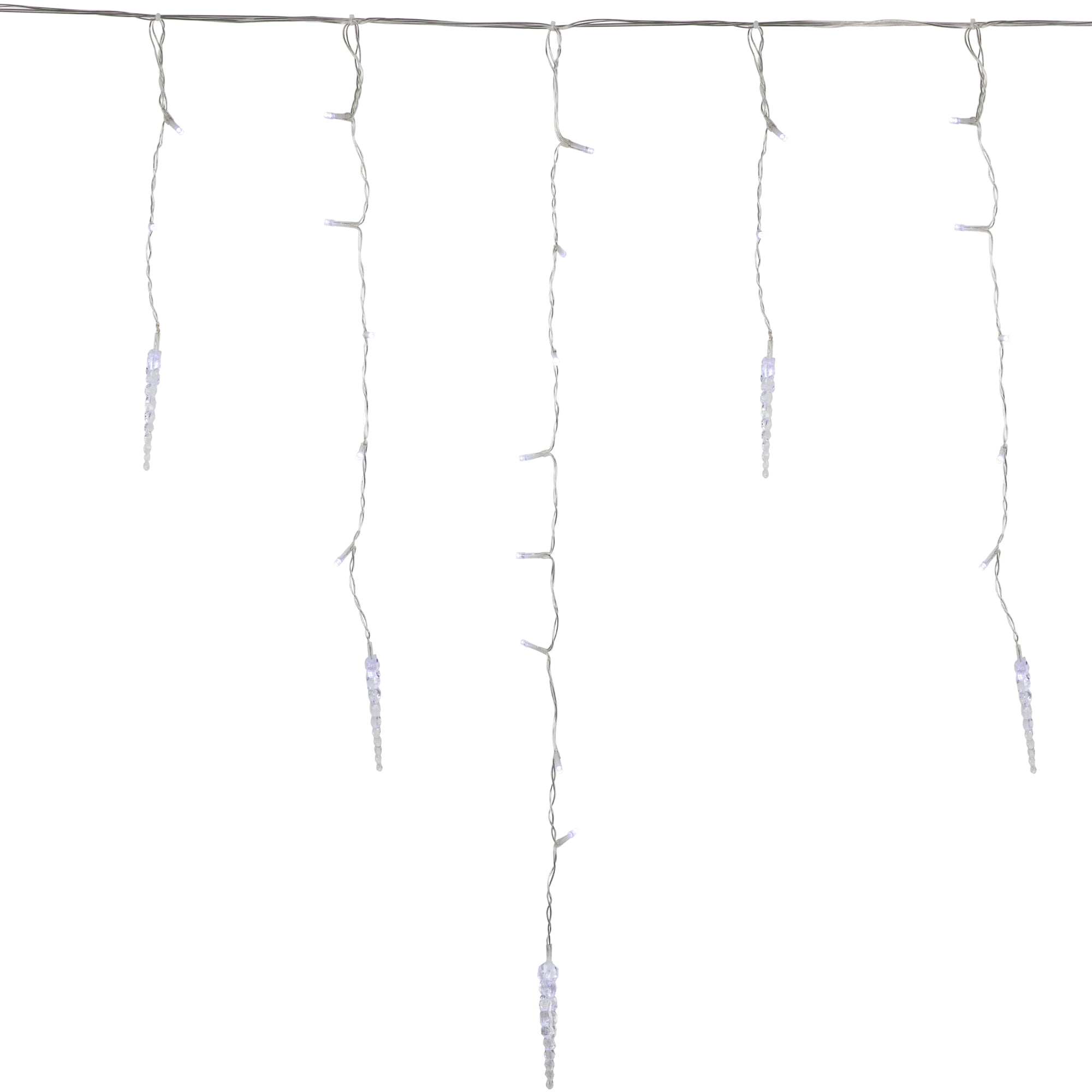 360 Count Ice Pillars Christmas Icicle Light Set - Pure White LED Lights Clear Wire