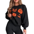 thumbnail image 1 of SUNSIOM Chandails d'Halloween d'Automne pour Femmes Imprimé Visage de Citrouille Fantôme Manches Longues Col Rond Tricot, 1 of 6