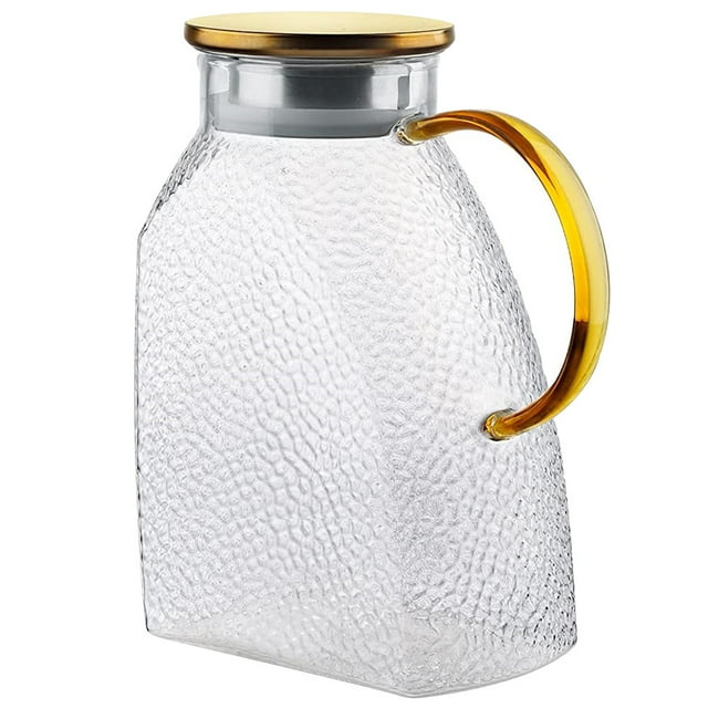 Glass Pitcher with Lid Cold Water Pitcher Fridge Door Glass Jug Transparent Glass Water Pitcher