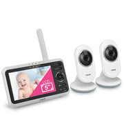 Angle View: VTech VM350-2 5" Video Baby Monitor with 5" Screen, Long Range, Invision Infrared Night Vision, 2 Cameras, Multiple Viewing Options, Two Way Talk, Auto On Screen, Monitor with 2 Camera