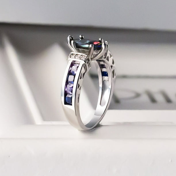Anillos para mujer, regalos para mujer, anillo de aleación de circonita y diamante de colores morados para fiesta.