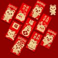 thumbnail image 3 of 6Pcs/Set 3D Effect Paper Creative Tiger Pattern Red Pocket Hot Stamping Lucky Money Bag for Spring Festival, 3 of 8