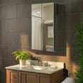thumbnail image 2 of Bathroom Medicine Cabinet, Aluminum, Recessed/Surface Mount, 24" x 36", Right/Left Hinged, Mirrored Interior, 2 of 10