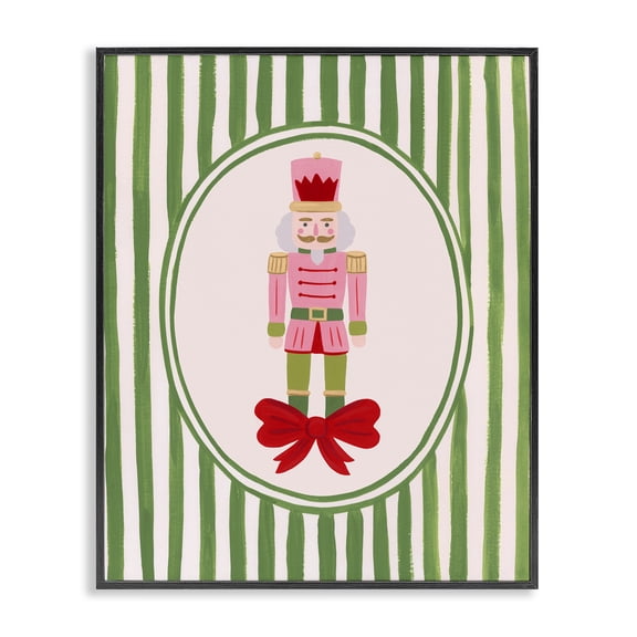 Stupell Industries Bohemian Nutcracker with Ribbon Stripes Black Framed Giclee Art, 11 x 14, by Courtney Haley