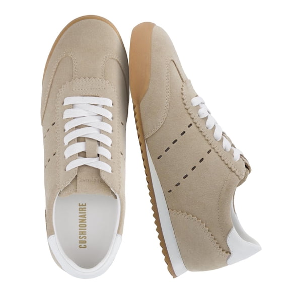 Cushionaire Topcat 100% Genuine Leather Suede Sneakers for Women, Lightweight Everyday Casual Womens Shoes with Retro Style and Cushioned Comfort