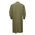thumbnail image 3 of Mens Classic Kaftan Thobe Button Down Casual Henley Shirts Long Sleeve Robe Linen Muslim Gown Shirt with Side Slit, 3 of 6