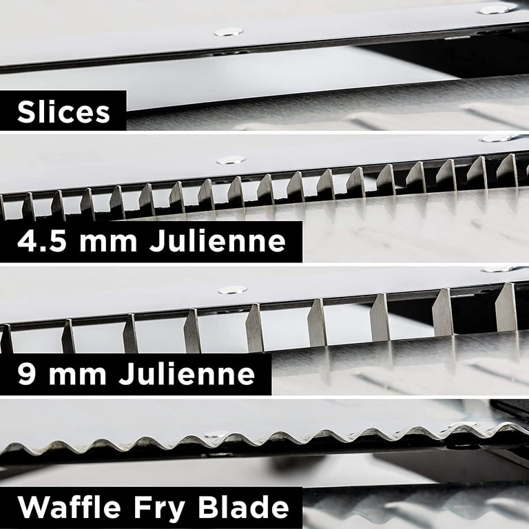 VEKAYA Mandoline Slicer: Waffle Fry Cutter, Julienne & 0–9mm Slice