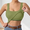 thumbnail image 2 of Lumtrix Built in Bra Tank Tops for Women Ribbed Scoop Neck Slim Fit Sleeveless Going Out Summer Tops Army Green S, 2 of 8