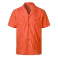 thumbnail image 1 of BOBOGOJP Chemise Boutonnée Homme Ajustée à Manches Courtes Imprimée, Orange m, 1 of 4