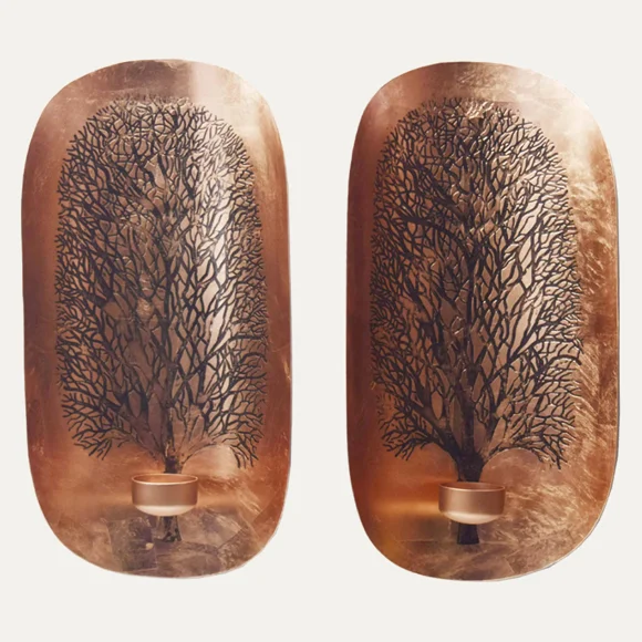 Decozen Vintage Contemporary Wall Candle Sconces Tree of Life Design