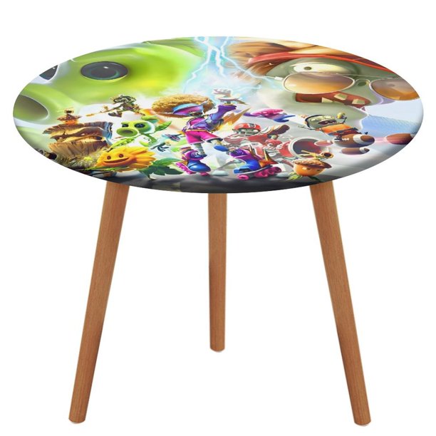 Plantas contra zombis-theme Fitted Round Tablecloths Elastic Edged Table Covers Waterproof Table Cloth for Kitchen Holiday Party Tables Decor 150cm