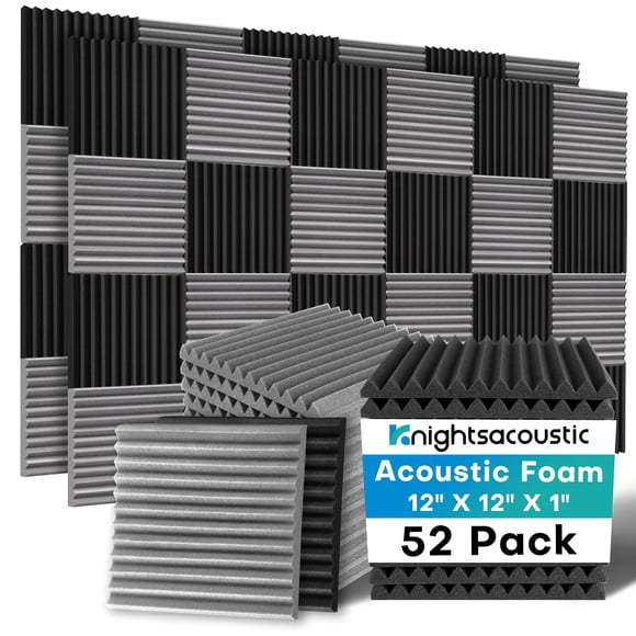 Paneles de espuma acústica Knights Acoustic de 1 x 30 x 30 cm (paquete de 52)