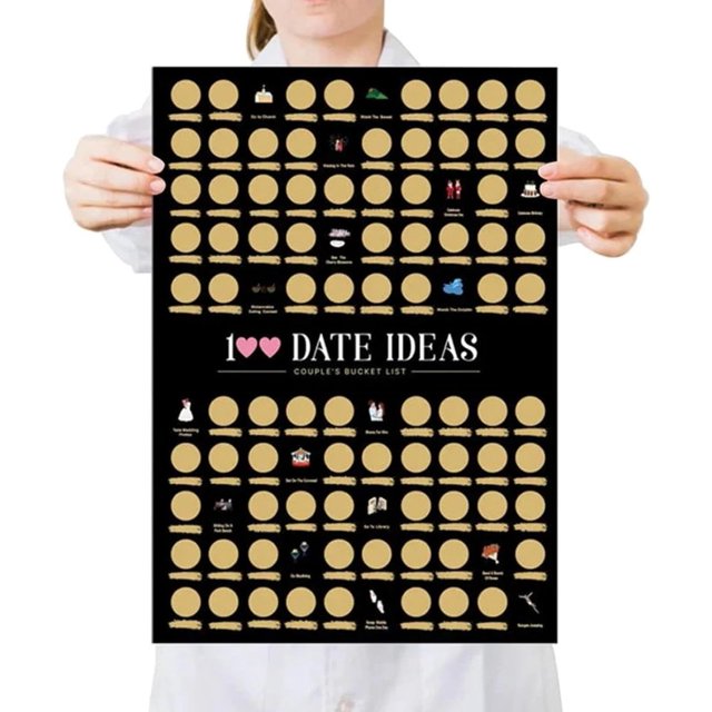 Póster para rascar de 100 fechas, sorpresa para parejas, lista de 100 ideas para citas, pareja de aventuras para rascar, ideas para citas nocturnas, póster para rascar, lista romántica de deseos
