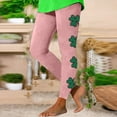 thumbnail image 2 of WREESH Womens Leggings Yoga Pants St. Patrick's Day Pants Casual Shamrocks Printed Pants Stretch Pants Elastic Band Slim Pants Pink, 2 of 4