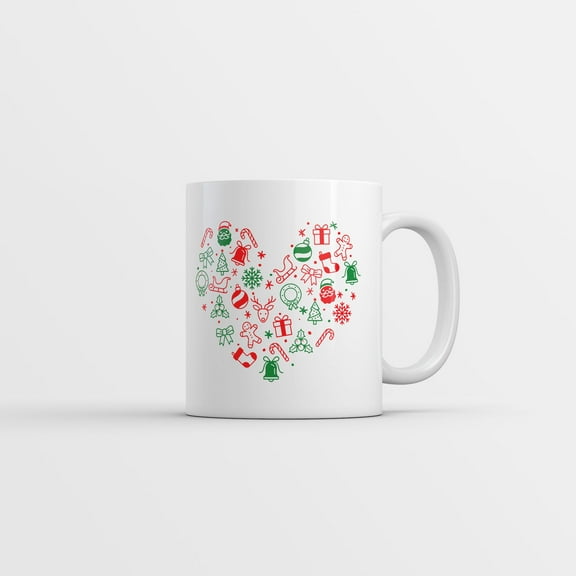 Christmas Heart Mug Funny Cute Holiday Graphic Novelty Coffee Cup