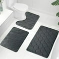 thumbnail image 4 of Hiroekza Bathroom Rug Set 3 Piece Set - Absorbent Non-Slip Polyester Floor Mats - Modern Style Enhances Home Decor Includes 2 Bathroom Rugs 1 U Shape Rugs Dark Gray, 4 of 6
