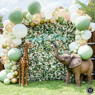 Fangsheng Sage Green Birthday Party Decorations Sage Green and Gold  Balloons Eucalyptus Retro Olive Green, White Happy Birthday Banner Gold  Foil