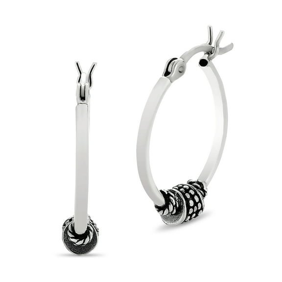 Brilliance Fine Jewelry Sterling Silver Oval Bali Hoop Earrings