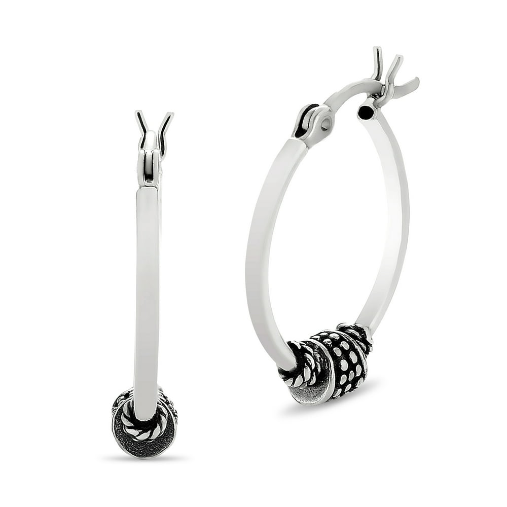 Forever New Brilliance Fine Jewelry Sterling Silver Oval Bali Hoop