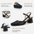 thumbnail image 4 of Women's Slingback Chunky Low Heels Closed Square Toe Heel Wedding Party Dress Pumps Shoes, 4 of 4