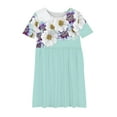 thumbnail image 4 of Riecok Summer Dress for 6 - 15 Year - Old Girls: Short - Sleeved Round - Neck, Easter Print, Waist - Tightening, Pocketed and Tiered Light Blue 13-14 Years, 4 of 4