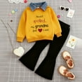 thumbnail image 2 of Caqnni Girl Trendy Comfort Set Cozy Polo Lightweight Pullover Sweatshirt and Flowy Flare Pants Perfect for Spring and Fall Seasons(Light Yellow,2-3 Years), 2 of 7