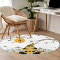 thumbnail image 4 of Yellow Gnomes Round Area Rug 4Ft Washable Circle Rugs for Bedroom Dining Room, Bees Spring Floral Daisy Branches Non-Slip Carpet Floor Mats Indoor Outdoor Carpet Runner Aesthetic Home Decor, 4 of 8