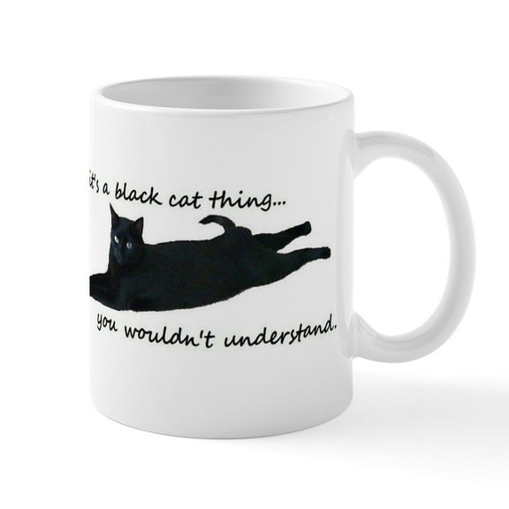 CafePress - Black Cat Thing Mugs - 11 oz Ceramic Mug - Novelty Coffee Tea Cup