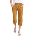 thumbnail image 2 of Tittly Plus Size Pants Baggy Pants Women High Waisted Wide Leg Pants Fashion Drawstring Elastic Trousers Comfy Straight Leg Long Pants With Pockets Baggy Pants Women Capri Pants for Women Gold S, 2 of 5
