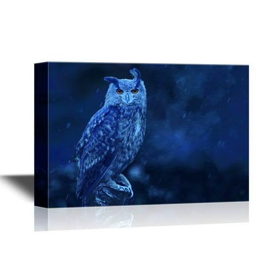 wall26 - Canvas Wall Art - A Eurasian Eagle Owl - Gallery Wrap Modern Home Art | Ready to Hang - 12x18 inches