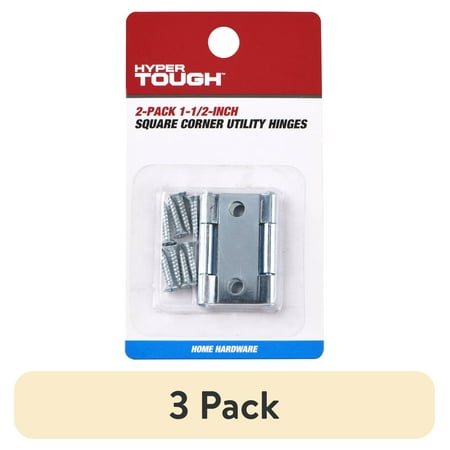 (3 pack) Hyper Tough New 1-1/2 in. Utility Hinge, Zinc Plated, 2 Pack